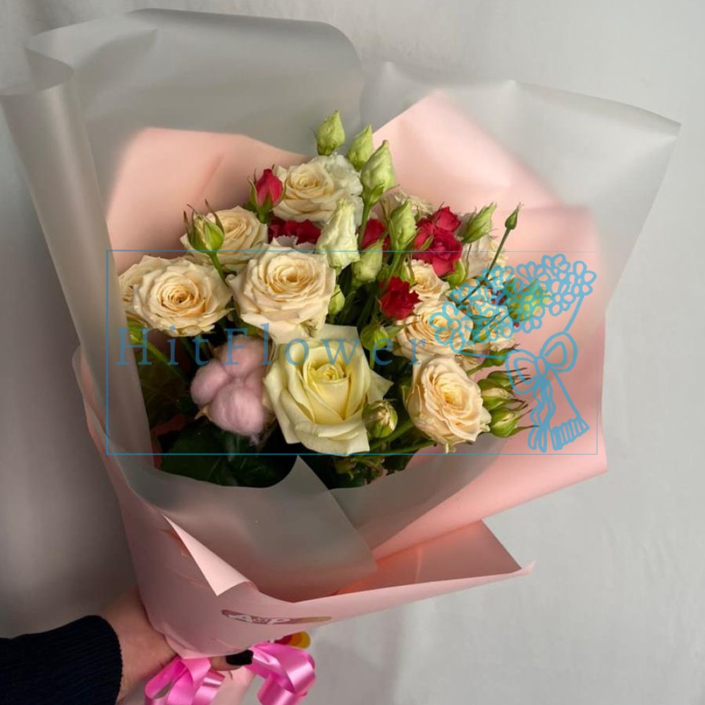 Букет цветов из: Розы и Лизиантусы